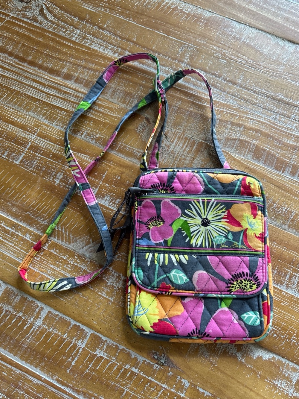 Quilted Floral Crossbody Bag - Pink Multi